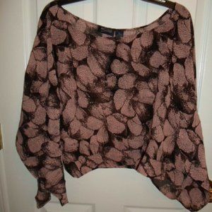 Mileage Black Pink Floral Sheer Top